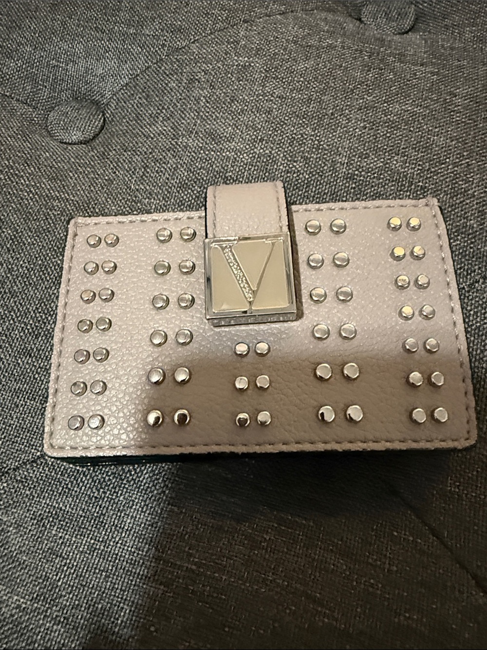 Victoria's Secret Pebbled Studded Compact Wallet - Light Gray